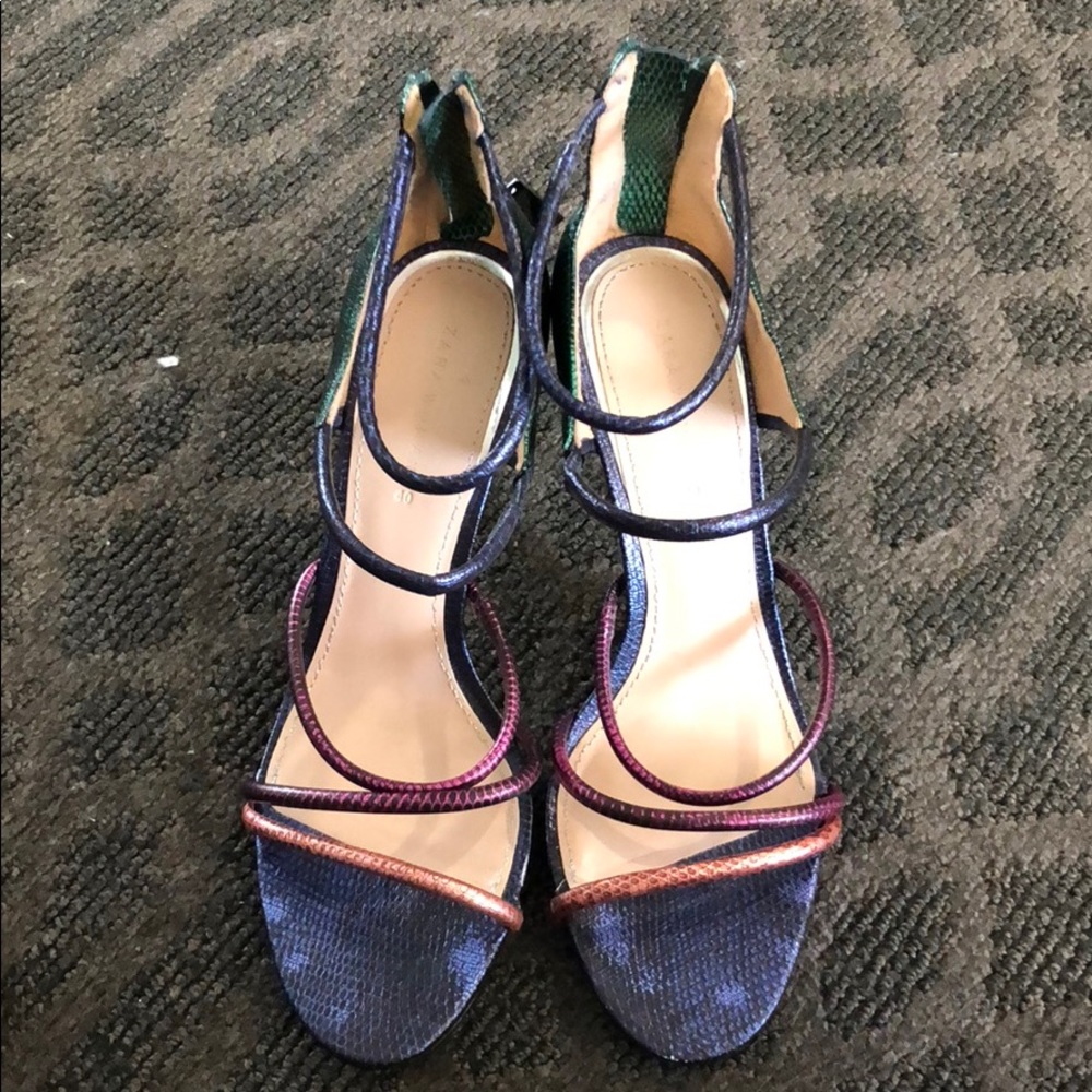 Only been worn once Zara multicolored heels